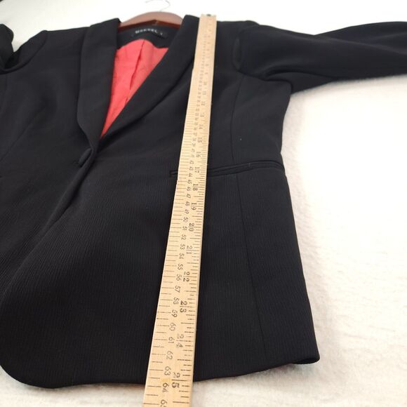 Women’s Black Tie Sleeve Blazer Size 8 Minimalist Workwear Evening Jacket - Picture 7 of 10